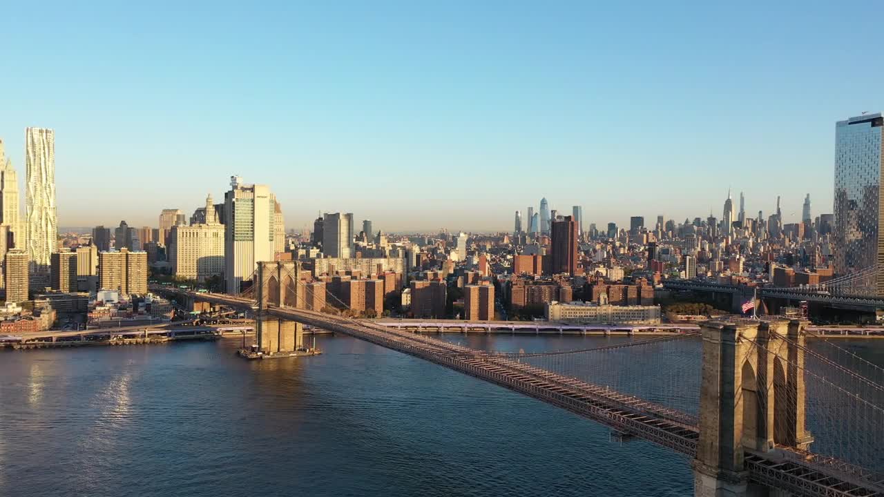 New York skyline and Brooklyn Bridge